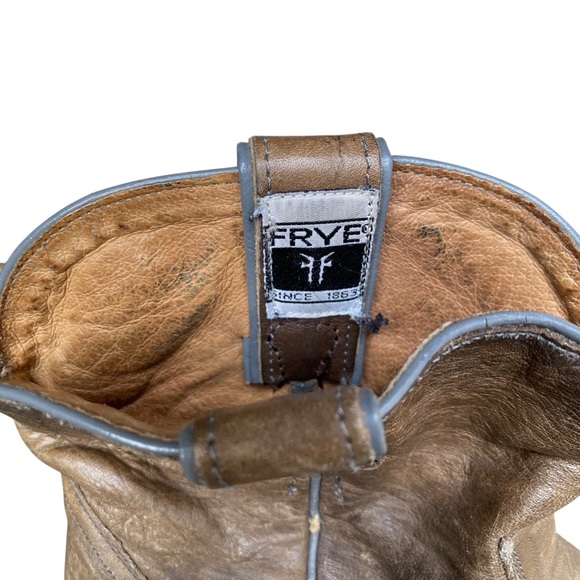 Vintage Frye White Label Tan Leather Western Cowgirl Ankle Boots Size 9 - Picture 6 of 12